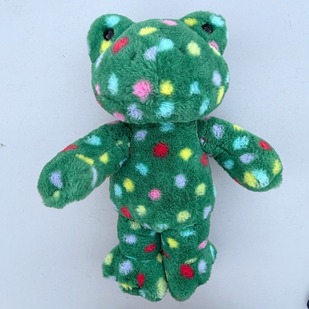 Build-A-Bear Workshop Jolly Jumps Frog Green Polka Dot Plush Stuffed Animal 16in